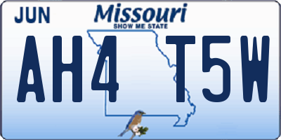 MO license plate AH4T5W