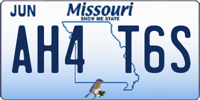 MO license plate AH4T6S