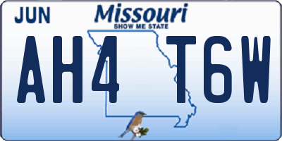 MO license plate AH4T6W