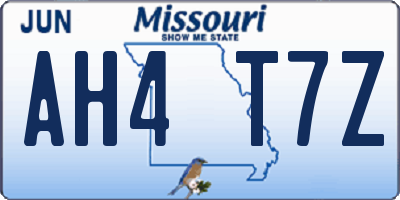 MO license plate AH4T7Z