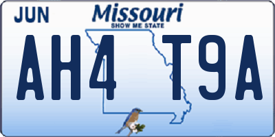 MO license plate AH4T9A
