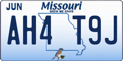 MO license plate AH4T9J
