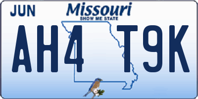 MO license plate AH4T9K