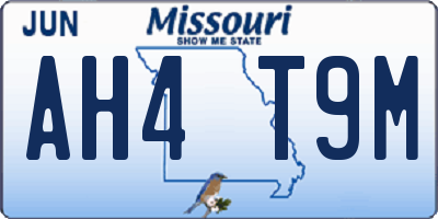 MO license plate AH4T9M