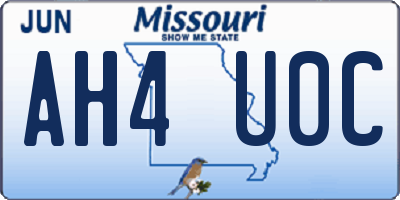 MO license plate AH4U0C