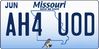 MO license plate AH4U0D
