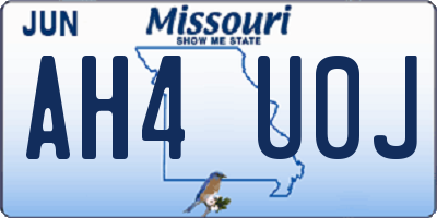 MO license plate AH4U0J