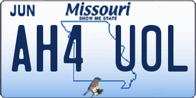 MO license plate AH4U0L