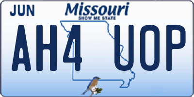 MO license plate AH4U0P