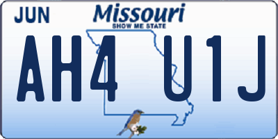 MO license plate AH4U1J