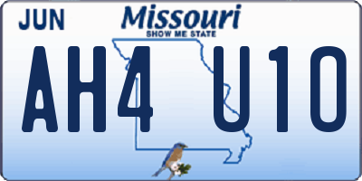 MO license plate AH4U1O