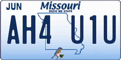 MO license plate AH4U1U