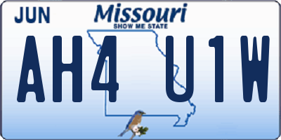 MO license plate AH4U1W
