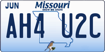 MO license plate AH4U2C