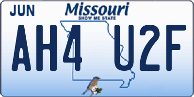 MO license plate AH4U2F