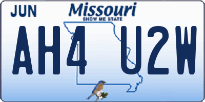 MO license plate AH4U2W