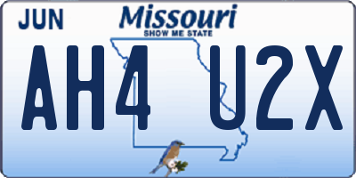 MO license plate AH4U2X