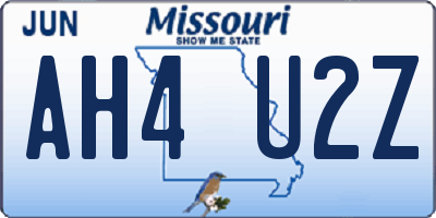 MO license plate AH4U2Z