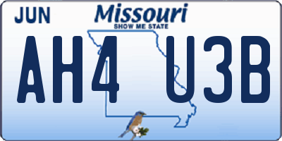MO license plate AH4U3B