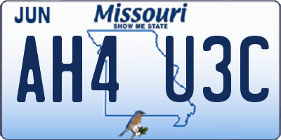 MO license plate AH4U3C