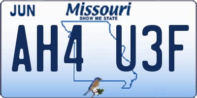 MO license plate AH4U3F