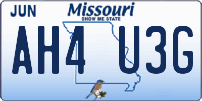 MO license plate AH4U3G