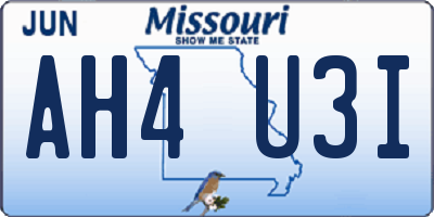MO license plate AH4U3I