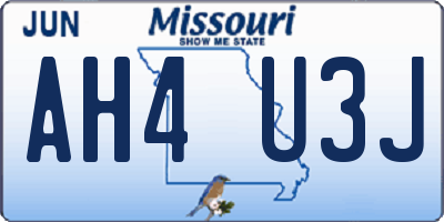 MO license plate AH4U3J