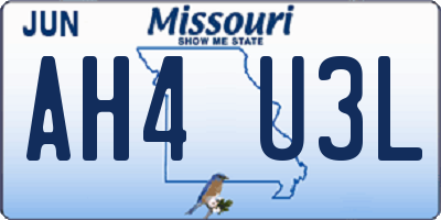 MO license plate AH4U3L
