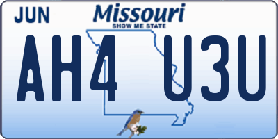 MO license plate AH4U3U