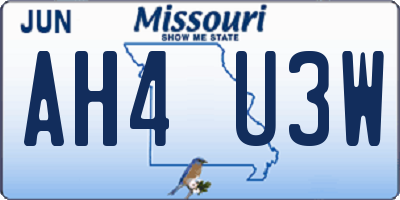 MO license plate AH4U3W