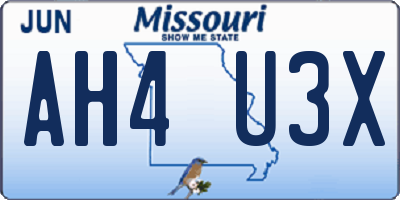 MO license plate AH4U3X