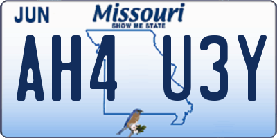 MO license plate AH4U3Y