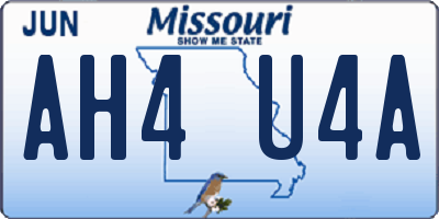 MO license plate AH4U4A