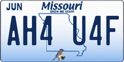 MO license plate AH4U4F