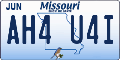 MO license plate AH4U4I