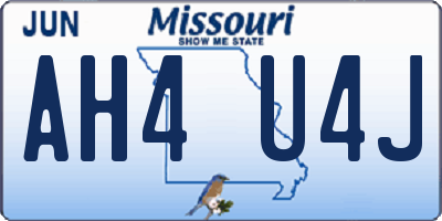 MO license plate AH4U4J