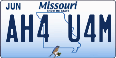 MO license plate AH4U4M