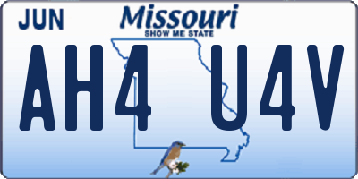 MO license plate AH4U4V