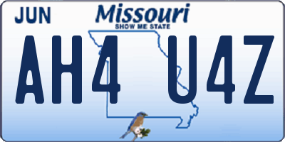 MO license plate AH4U4Z