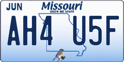 MO license plate AH4U5F