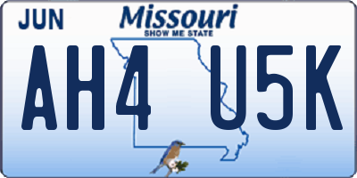 MO license plate AH4U5K
