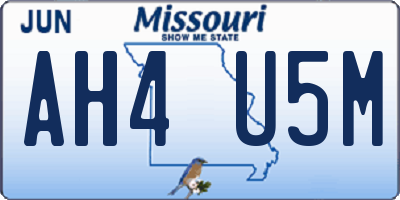 MO license plate AH4U5M