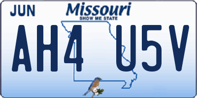 MO license plate AH4U5V
