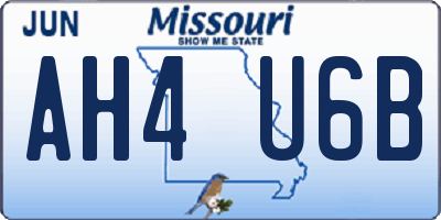 MO license plate AH4U6B