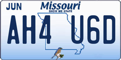 MO license plate AH4U6D