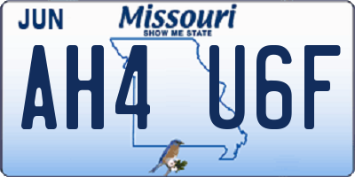 MO license plate AH4U6F