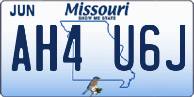 MO license plate AH4U6J