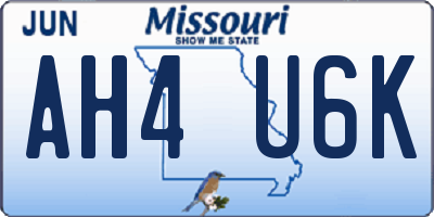 MO license plate AH4U6K