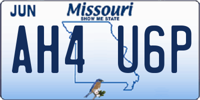 MO license plate AH4U6P